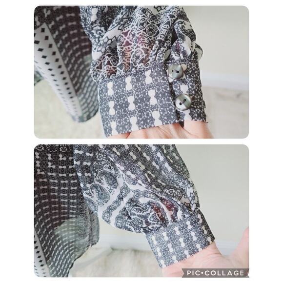 Capulet Shirt Dress Small / Medium Pockets Black & White Mixed Patterns Office - Picture 3 of 12